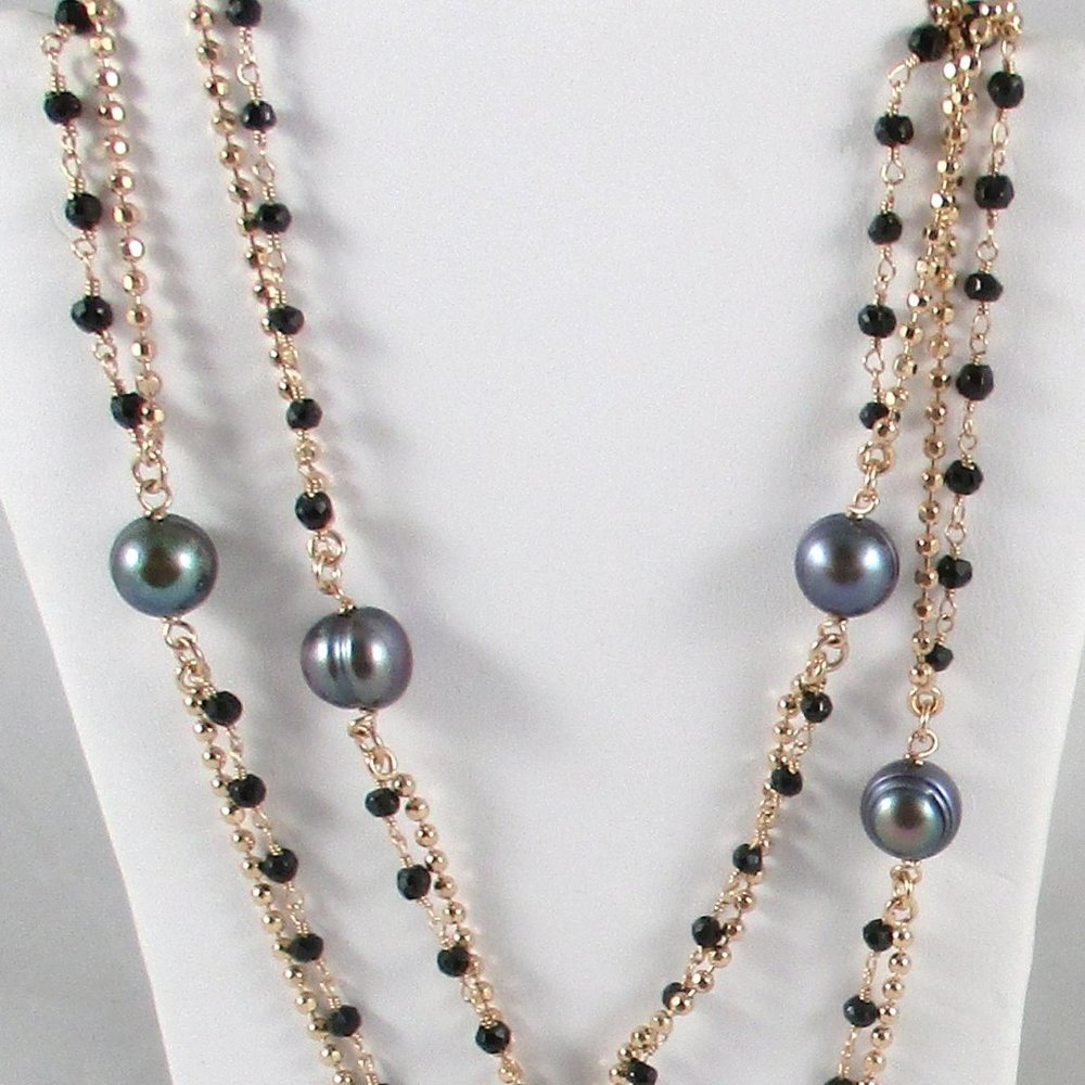 Honora Black Pearl & Black Spinel 36" Necklace - Picture 6 of 11